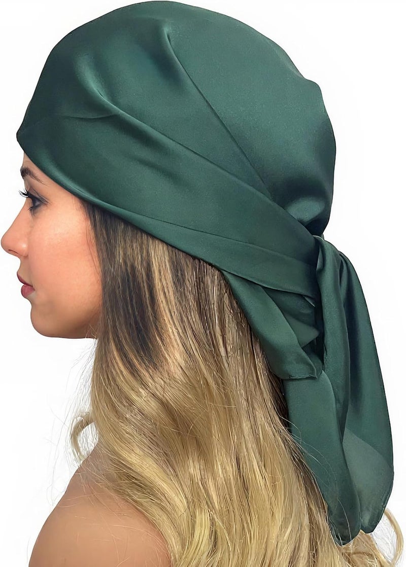 Chung Women's Square Satin Scarf 27.5" Bandanas Solid 50s Retro Neck Scarves Emulation Silk Handbag Hair Ribbons Necktie - Image 2
